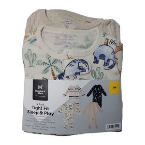 Member's Mark Infant & Toddler Boy's 4 Piece Tight Fit Sleep & Play Set - Dinos